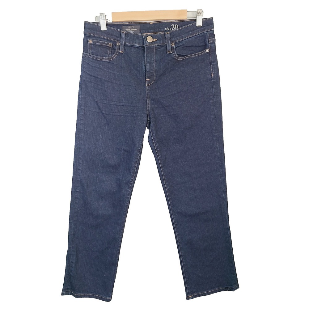 J. Crew Vintage Cropped Jeans 30 Blue‎ Dark Wash Mid Rise Stretch Denim